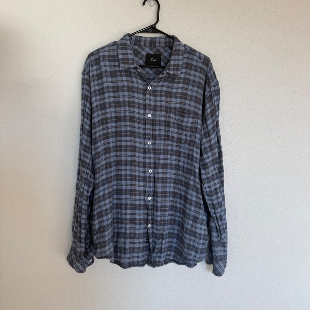 Rails Lennox Mens XL Blue Plaid Button Down Shirt Ocean Melange Casual Soft